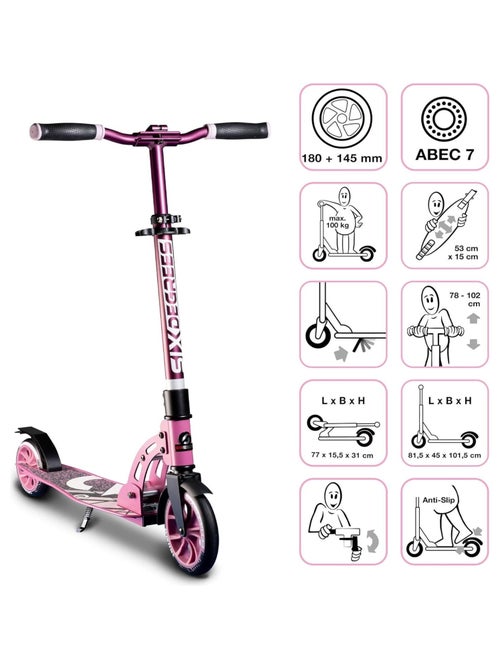 Trottinette junior aluminium - mécanisme de pliage et béquille - 180/145 mm - Kiabi