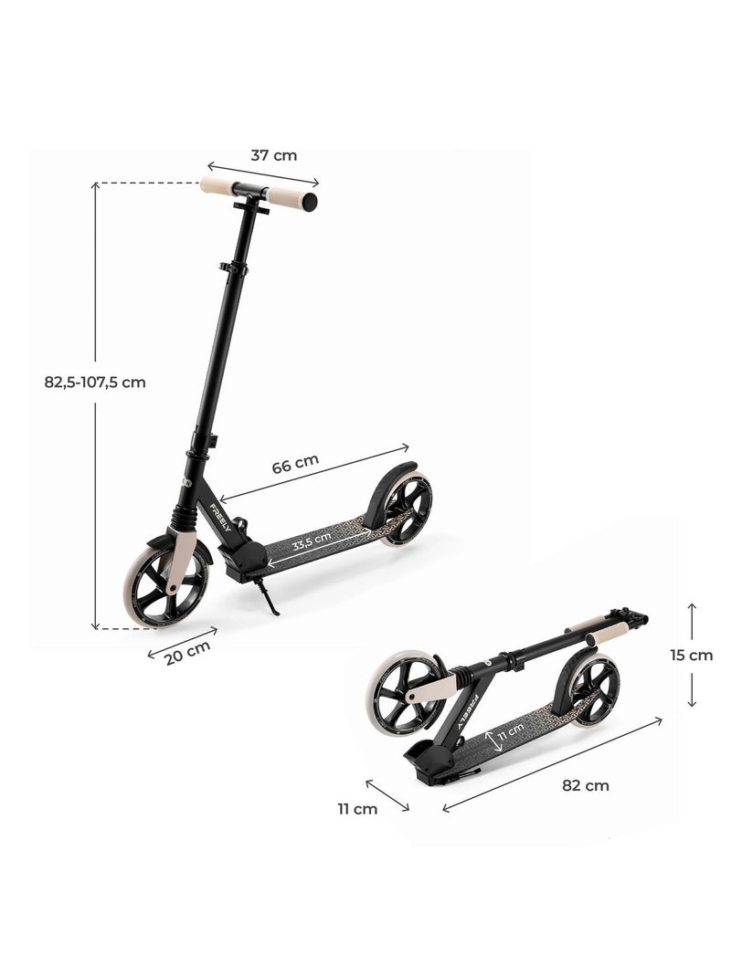 Trottinette Kinderkraft FREELY Pliable avec Roues PU 20 cm, Guidon Réglable et ABEC-7 Beige - Kiabi