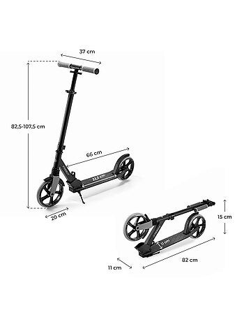 Trottinette Kinderkraft FREELY Pliable avec Roues PU 20 cm, Guidon Réglable et ABEC-7
