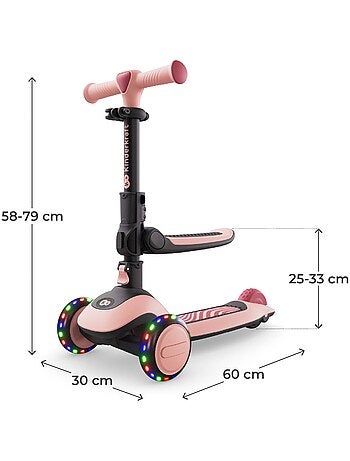 Trottinette Kinderkraft HALLEY 2 siège amovible 2-en-1 roues LED direction par inclinaison