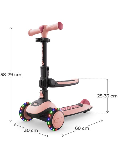 Trottinette Kinderkraft HALLEY 2 2-en-1 siège réglable 25-33 cm direction inclinaison LED - Kiabi Trottinette Kinderkraft HALLEY 2 2-en-1 siège réglable 25-33 cm direction inclinaison LED - Kiabi