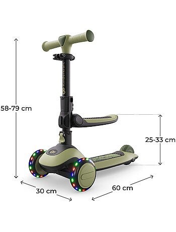 Trottinette Kinderkraft HALLEY 2 siège amovible 2-en-1 roues LED direction par inclinaison