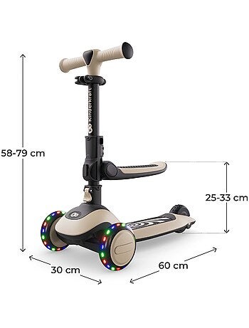 Trottinette Kinderkraft HALLEY 2 siège amovible 2-en-1 roues LED direction par inclinaison