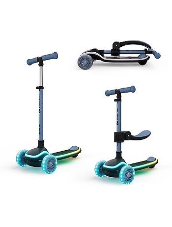 Trottinette Kinderkraft RAKET UP 2 en 1 pliable, siège ajustable 25–30 cm, roues RGB