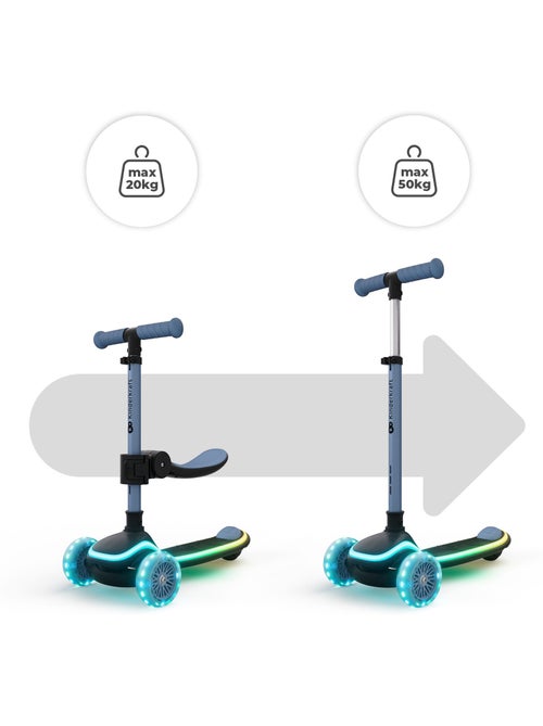 Trottinette Kinderkraft RAKET UP 2 en 1 pliable, siège ajustable 25–30 cm, roues RGB - Kiabi