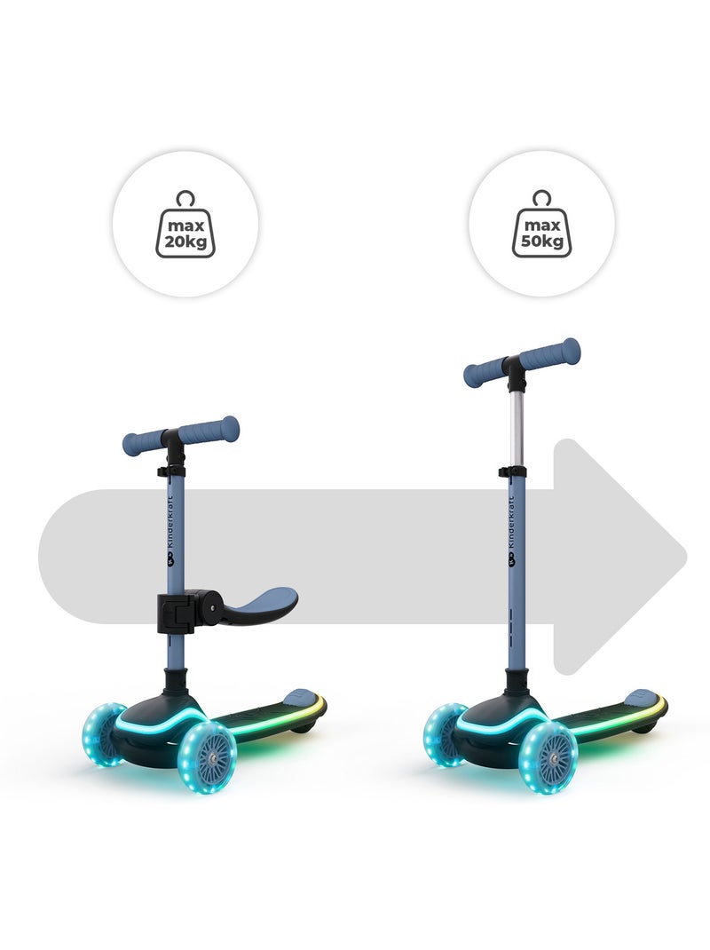 Trottinette Kinderkraft RAKET UP 2 en 1 pliable, siège ajustable 25–30 cm, roues RGB N/A - Kiabi