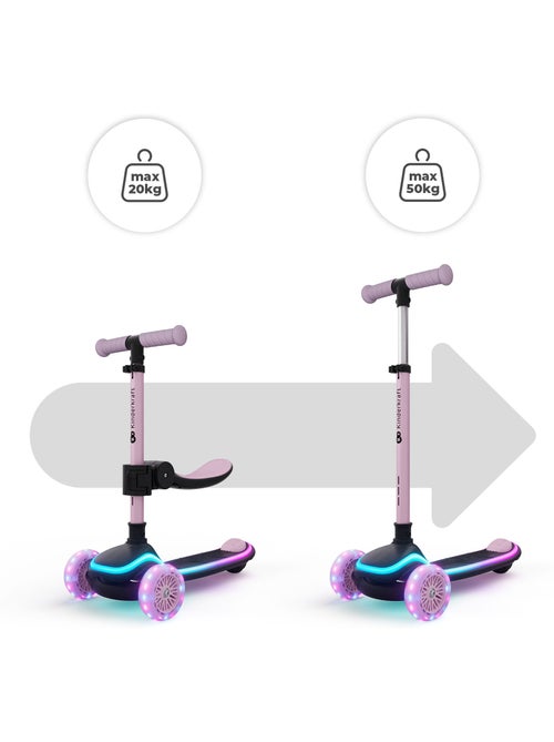 Trottinette Kinderkraft RAKET UP 2 en 1, roues RGB, siège 25–30 cm, format valise - Kiabi