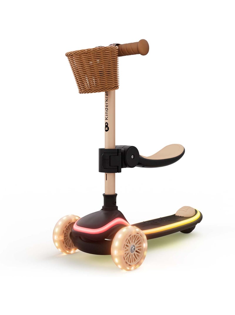 Trottinette Kinderkraft RAKET UP 2 en 1 siège réglable 25-30 cm roues RGB LED pliable valise Beige - Kiabi