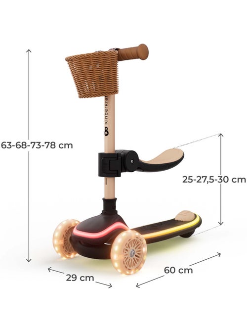 Trottinette Kinderkraft RAKET UP 2 en 1 siège réglable 25-30 cm roues RGB LED pliable valise - Kiabi Trottinette Kinderkraft RAKET UP 2 en 1 siège réglable 25-30 cm roues RGB LED pliable valise - Kiabi