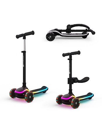 Trottinette Kinderkraft RAKET UP 2 en 1, siège réglable 25–30 cm, roues RGB, pliable