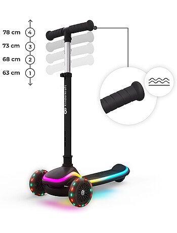 Trottinette Kinderkraft RAKET UP 2 en 1, siège réglable 25–30 cm, roues RGB, pliable