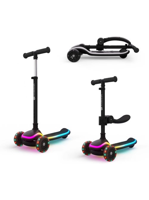Trottinette Kinderkraft RAKET UP 2 en 1, siège réglable 25–30 cm, roues RGB, pliable - Kiabi