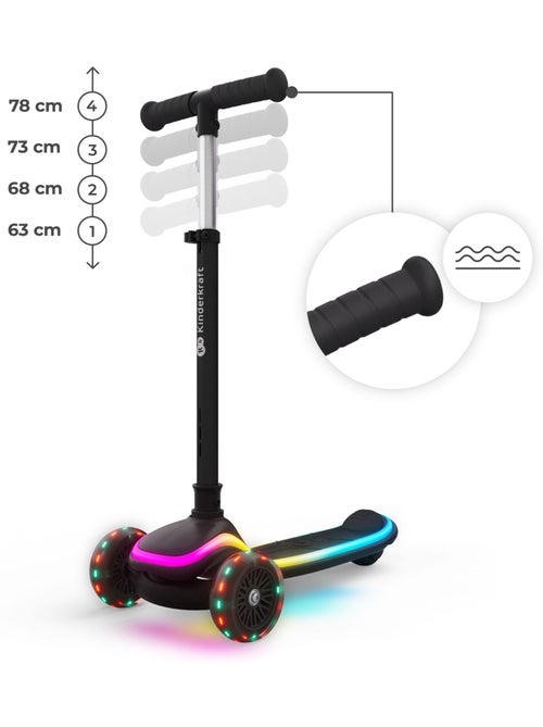 Trottinette Kinderkraft RAKET UP 2 en 1, siège réglable 25–30 cm, roues RGB, pliable - Kiabi