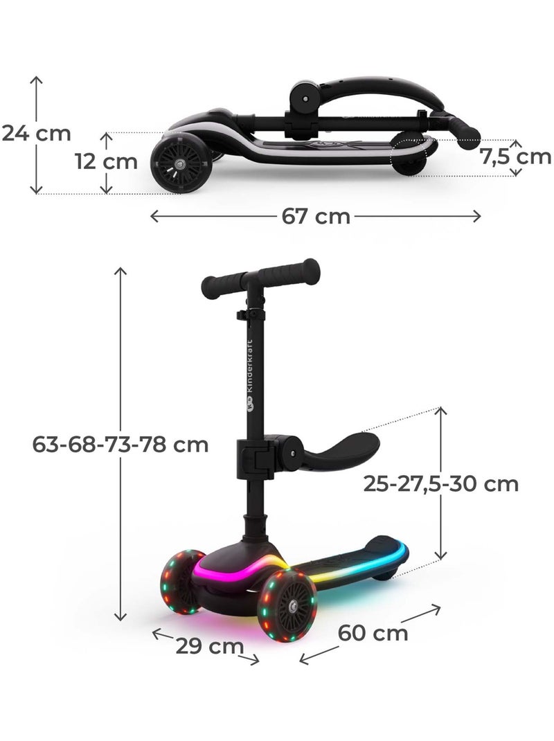 Trottinette Kinderkraft RAKET UP 2 en 1, siège réglable 25–30 cm, roues RGB, pliable N/A - Kiabi