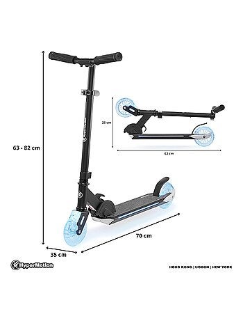 Trottinette LED pliable légère roues 125mm 50kg HyperMotion