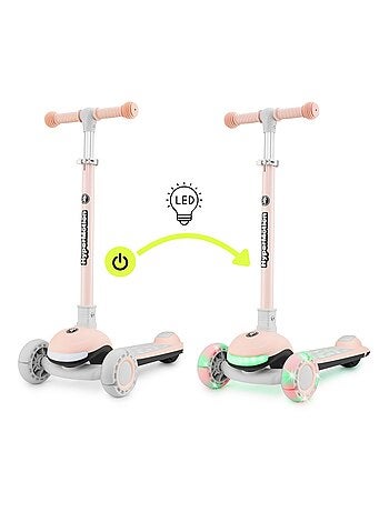 Trottinette LED rose avec siège pliable réglable HyperMotion