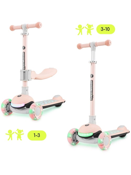 Trottinette LED rose avec siège pliable réglable HyperMotion - Kiabi Trottinette LED rose avec siège pliable réglable HyperMotion - Kiabi