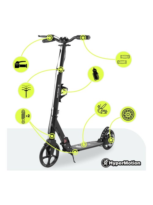 Trottinette noire pour enfant - jusqu'à 100kg - 2 amortisseurs - Pliable - 2 Freins- Aluminium - Kiabi