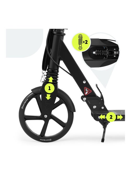 Trottinette noire pour enfant - jusqu'à 100kg - 2 amortisseurs - Pliable - 2 Freins- Aluminium - Kiabi