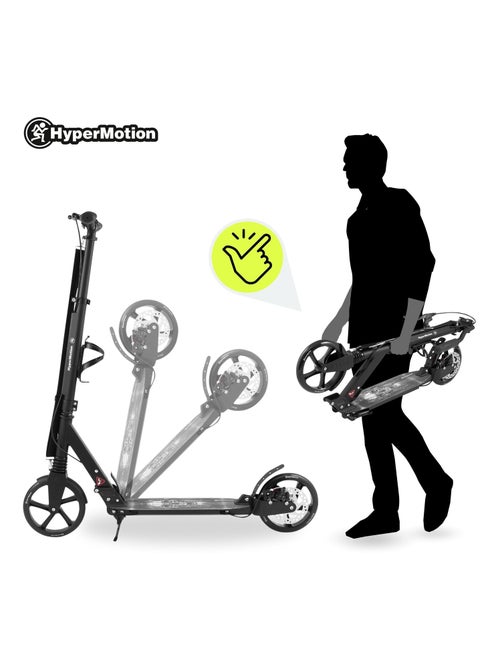 Trottinette noire pour enfant - jusqu'à 100kg - 2 amortisseurs - Pliable - 2 Freins- Aluminium - Kiabi