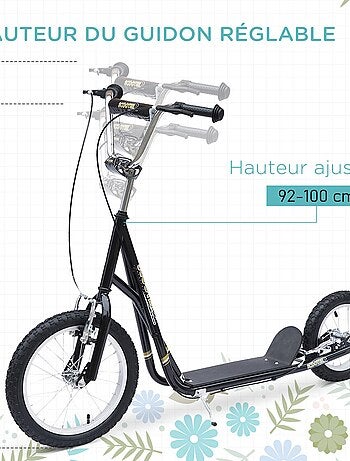 Trottinette patinette enfant guidon réglable freins béquille acier