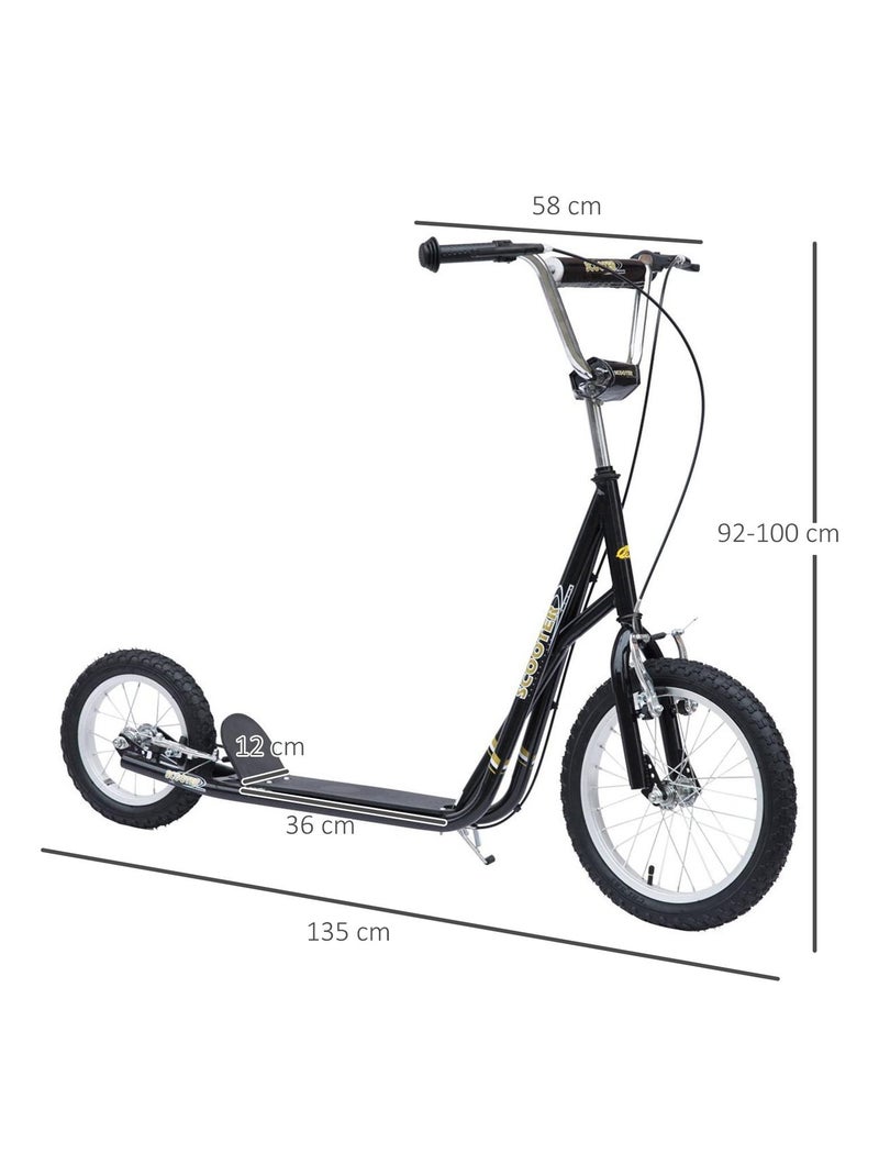 Trottinette patinette enfant guidon réglable freins béquille acier Noir - Kiabi