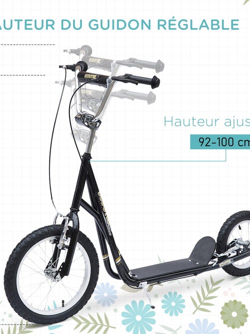 Trottinette patinette enfant guidon réglable freins béquille acier - Kiabi