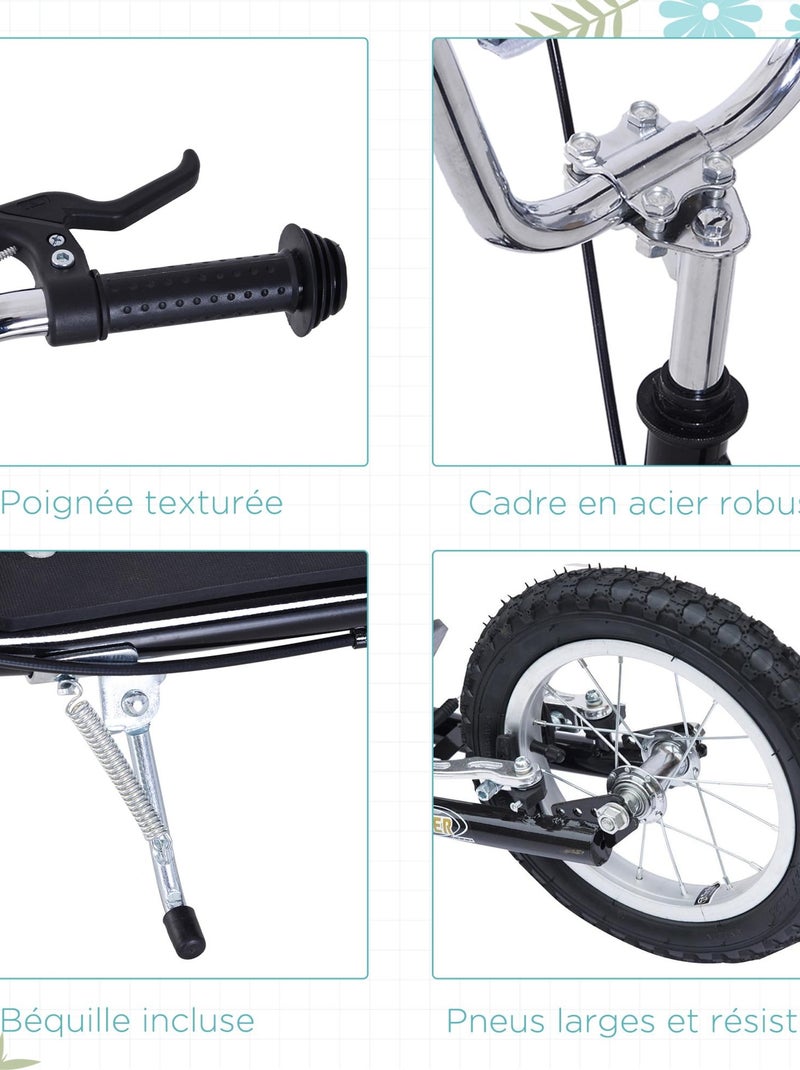 Trottinette patinette enfant guidon réglable freins béquille acier Noir - Kiabi