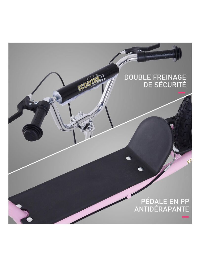 Trottinette Enfant à Partir De 5 Ans - Grandes Roues Gonflables, Guidon Réglable, Freins Avant/Arrière - HOMCOM