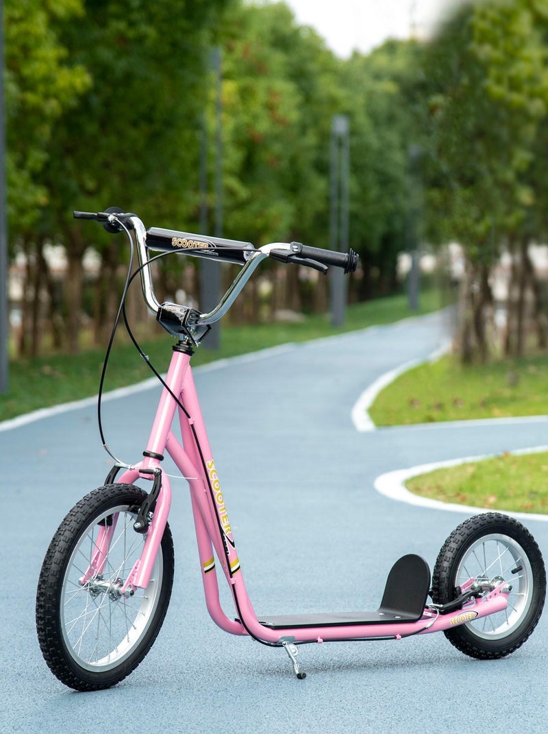 Trottinette patinette enfant guidon réglable freins béquille acier Rose - Kiabi