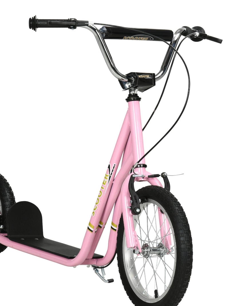 Trottinette patinette enfant guidon réglable freins béquille acier Rose - Kiabi