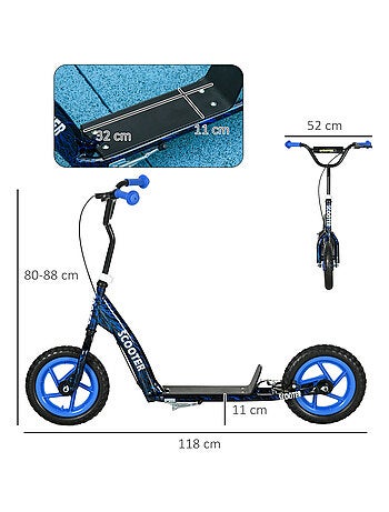 Trottinette patinette enfant guidon réglable poignée frein et béquille acier