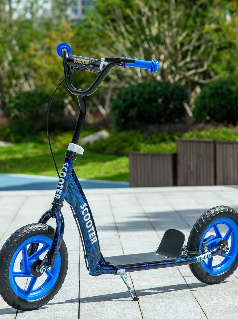 Trottinette patinette enfant guidon réglable poignée frein et béquille acier Bleu Bleu - Kiabi