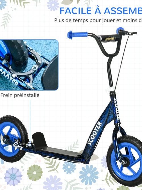 Trottinette patinette enfant guidon réglable poignée frein et béquille acier - Kiabi