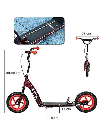 Trottinette patinette enfant guidon réglable poignée frein et béquille acier