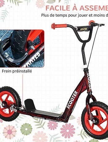 Trottinette patinette enfant guidon réglable poignée frein et béquille acier