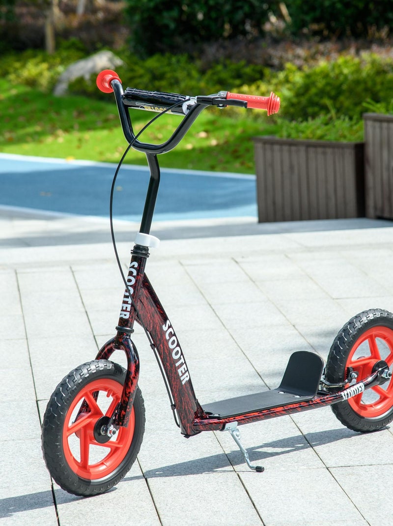 Trottinette patinette enfant guidon réglable poignée frein et béquille acier Rouge - Kiabi