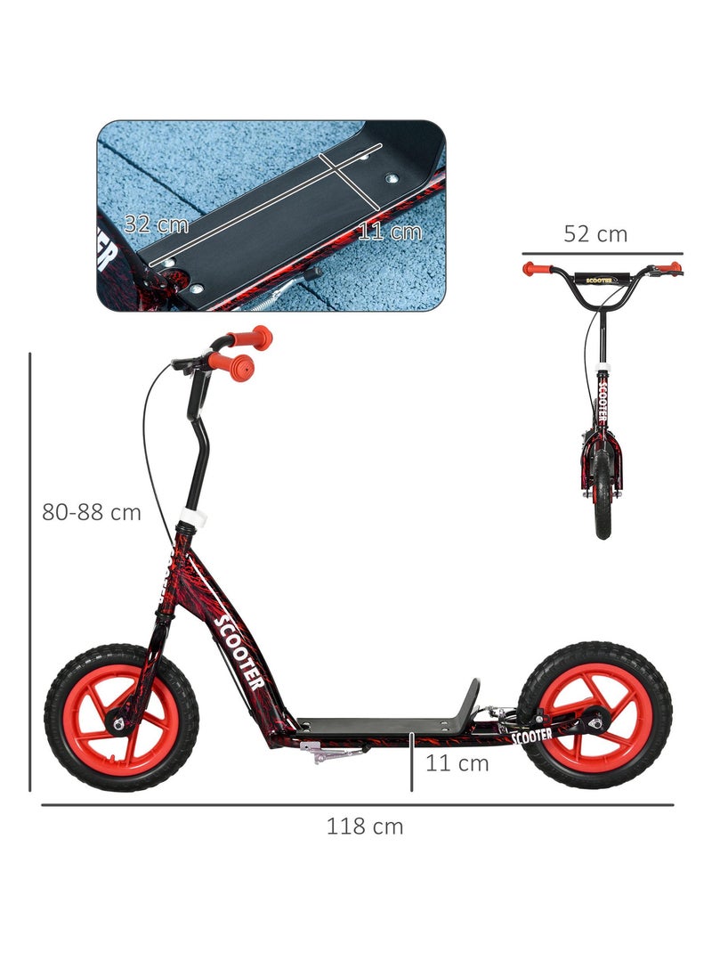 Trottinette patinette enfant guidon réglable poignée frein et béquille acier Rouge - Kiabi
