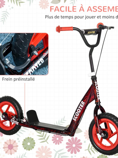 Trottinette patinette enfant guidon réglable poignée frein et béquille acier - Kiabi