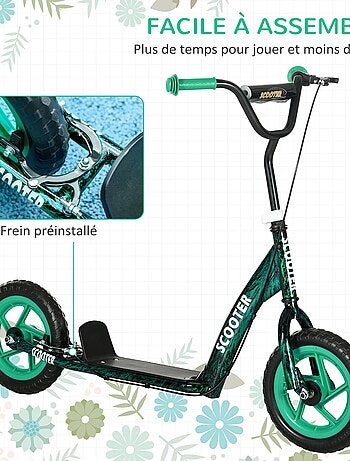 Trottinette patinette enfant guidon réglable poignée frein et béquille acier