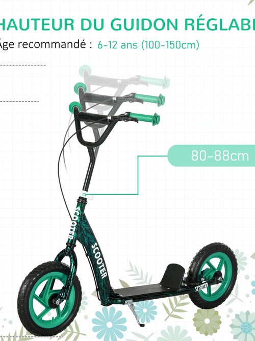 Trottinette patinette enfant guidon réglable poignée frein et béquille acier - Kiabi