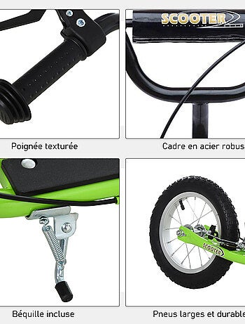 Trottinette patinette enfants grandes roues