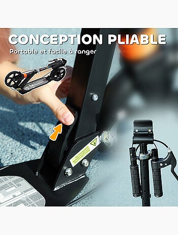 Trottinette pliable enfant guidon réglable freins suspensions av/ar béquille noir