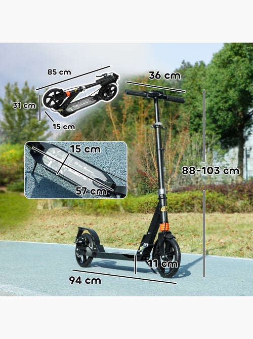 Trottinette pliable enfant guidon réglable freins suspensions av/ar béquille noir - Kiabi Trottinette pliable enfant guidon réglable freins suspensions av/ar béquille noir - Kiabi