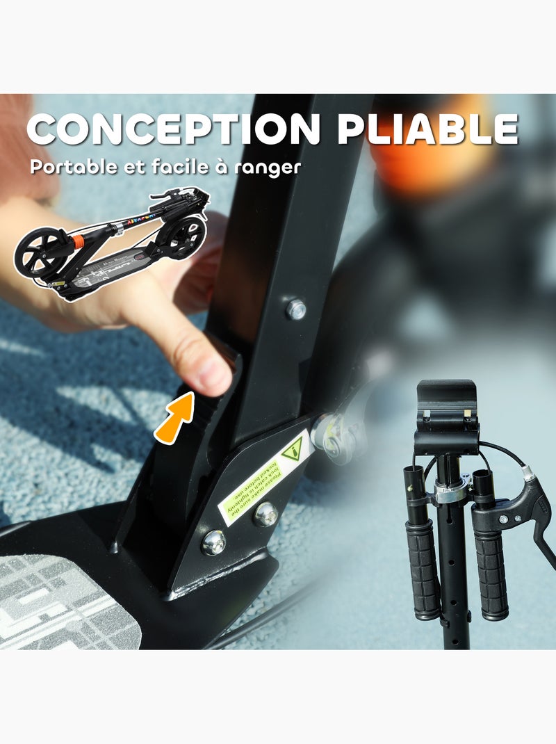 Trottinette pliable enfant guidon réglable freins suspensions av/ar béquille noir Noir - Kiabi