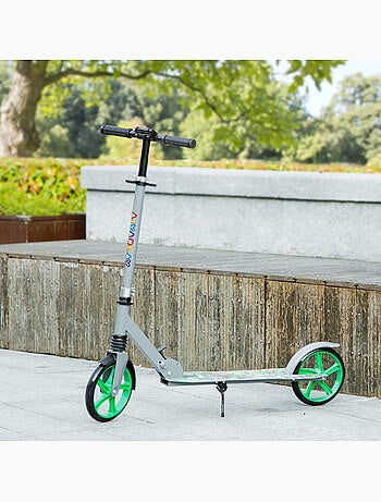 Trottinette pliable réglable enfant hip-hop style frein métal gris vert