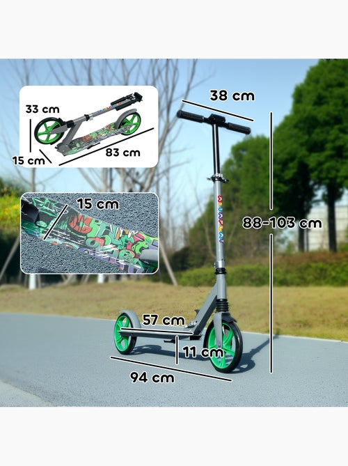 Trottinette pliable réglable enfant hip-hop style frein métal gris vert - Kiabi Trottinette pliable réglable enfant hip-hop style frein métal gris vert - Kiabi