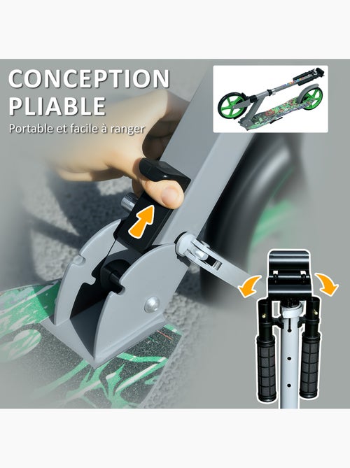 Trottinette pliable réglable enfant hip-hop style frein métal gris vert - Kiabi Trottinette pliable réglable enfant hip-hop style frein métal gris vert - Kiabi