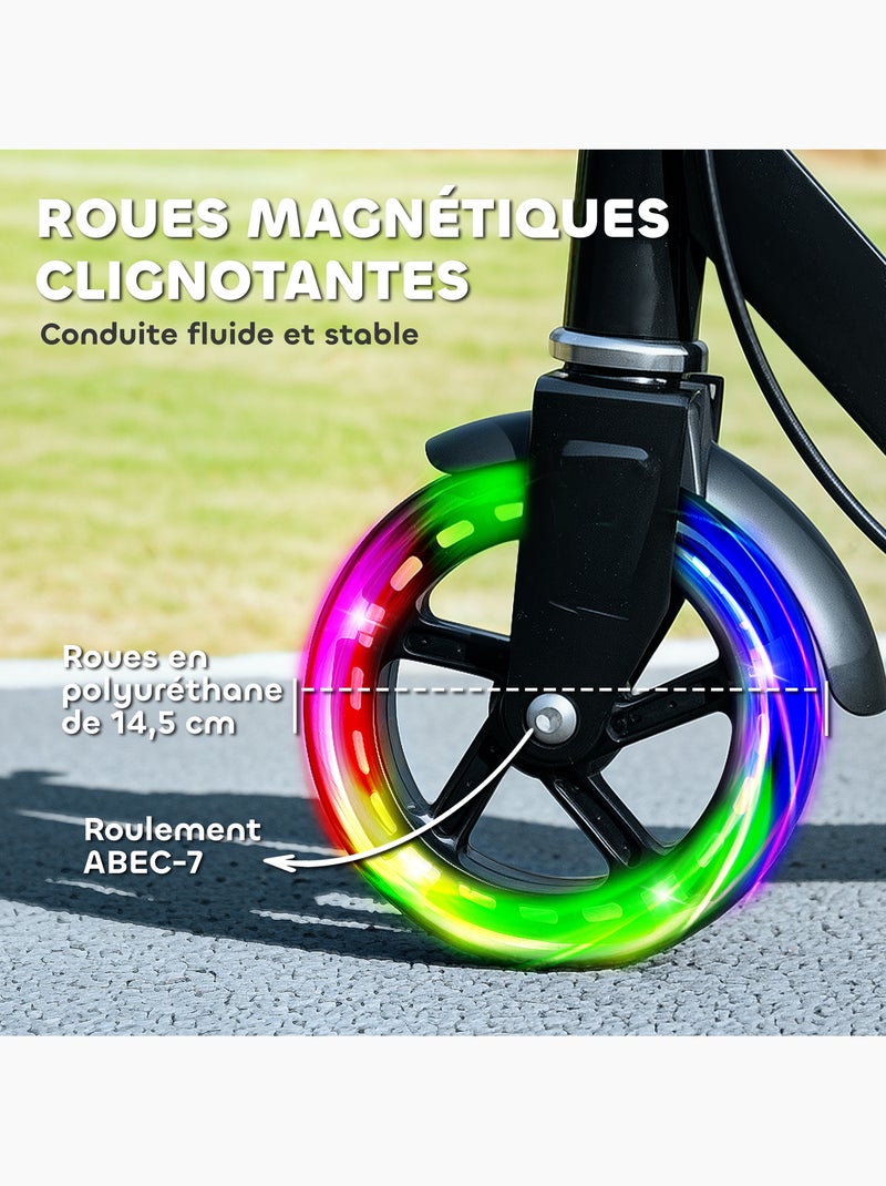 Trottinette pliable réglable enfant roues lumineuses led métal Noir - Kiabi