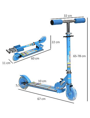 Trottinette pliable roues repose-pied LED